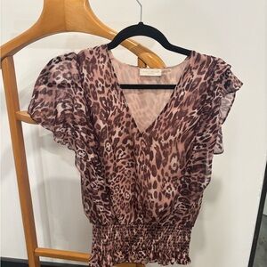 Ramy Brook Leopard Print V-Neck Blouse